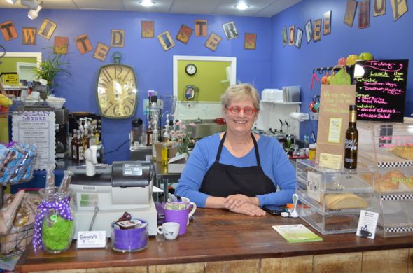 Sandi Russell at Twisted Sisters Coffee Shop on Johnson Drive in Mission - Not part of the band.