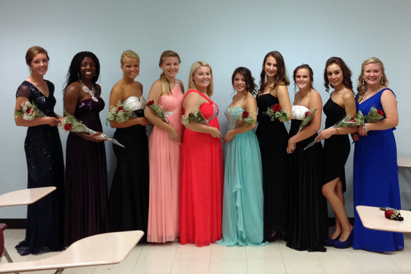 The SM North queen candidates included: (L-R) Darby Huddleston, Darian Dozier, Kaytlyn Tieman, Meghan Love, Jessica Cannon, Neyda Venzor, Sarah Grandgenett, Ara Metz, Jocelyn Flores , and Carina White