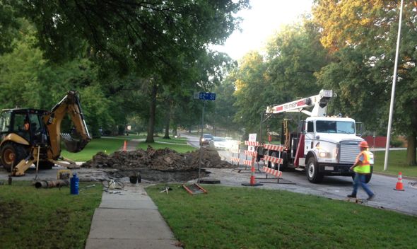 Crews worked to repair a broken water main at 82nd and Roe early Wednesday morning.