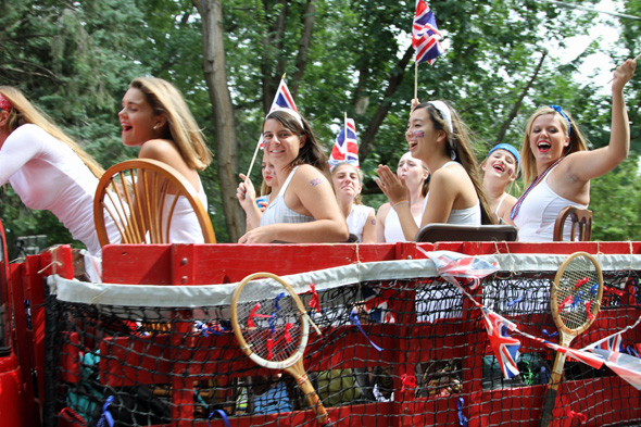 ...while the girls tennis team staked cross-channel rival England.
