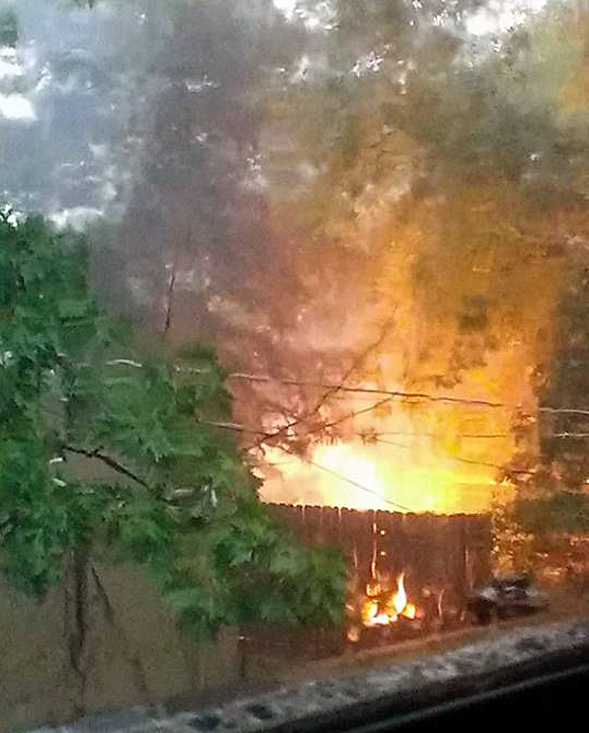 A fire raged in Westwood after a lightning strike. Photo courtesy Anthony Scimeca.
