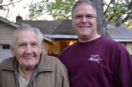 John Morris and Dennis 'Pops' Bell on the day of the house project.