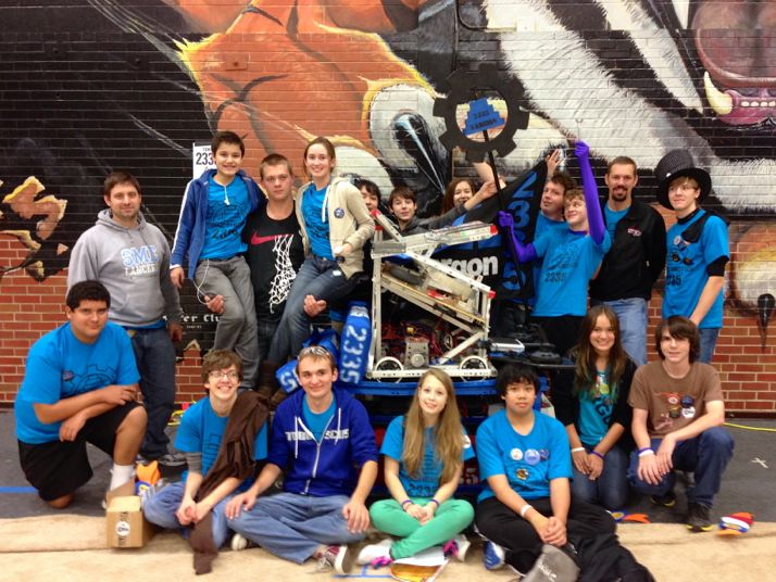 The SM East robotics team at the Cow Town ThrowDown.