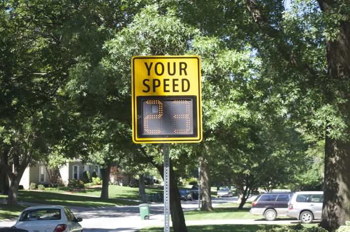This flashing speed sign not only lets drivers know if they are speeding, it captures the data as well.