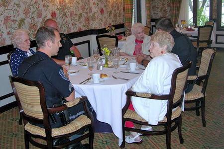 Police officers had a steak lunch at Claridge Court Thursday as part of a 9/11 observance event.