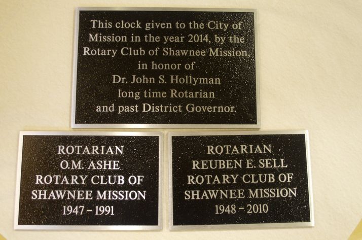 The three plaques that will be installed at the clock tower.