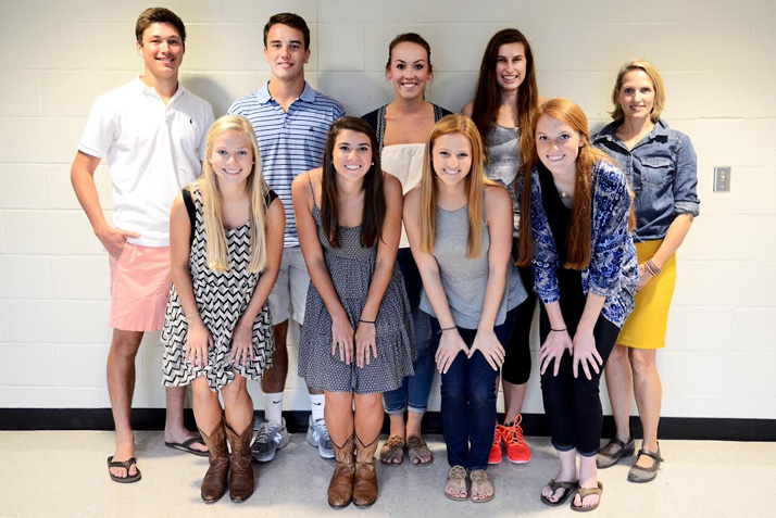 SM East's new SHARE Execs are (front row, from left) Grace Satterlee, Emma Handy, Mackenzie Sweat, Jordan Kiehl (back row from left) Clark Doerr, Sam Pottenger, Lauren Hunter, and Rachel Haskell. Krissie Wiggins (back row, far right) is the new supervisor).