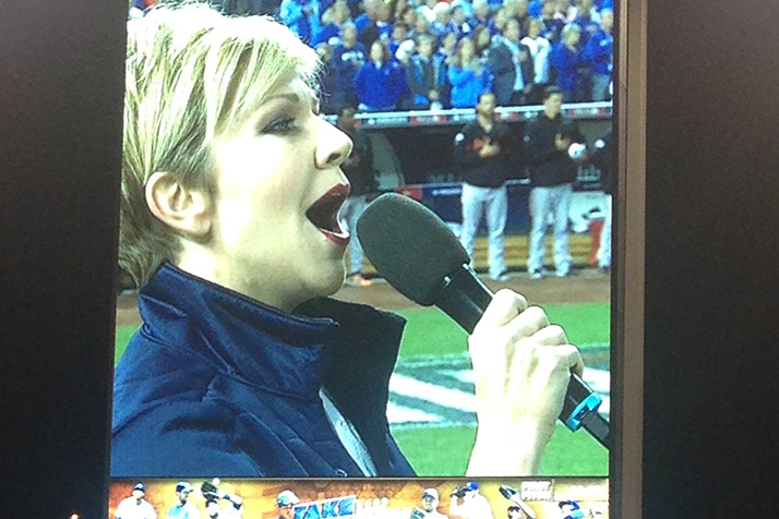 Joyce DiDonato on the Kauffman Stadium scoreboard Wednesday. Reader submitted photo.