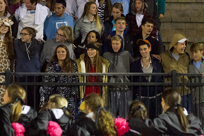 Students traveled well for the away game in Lawrence.