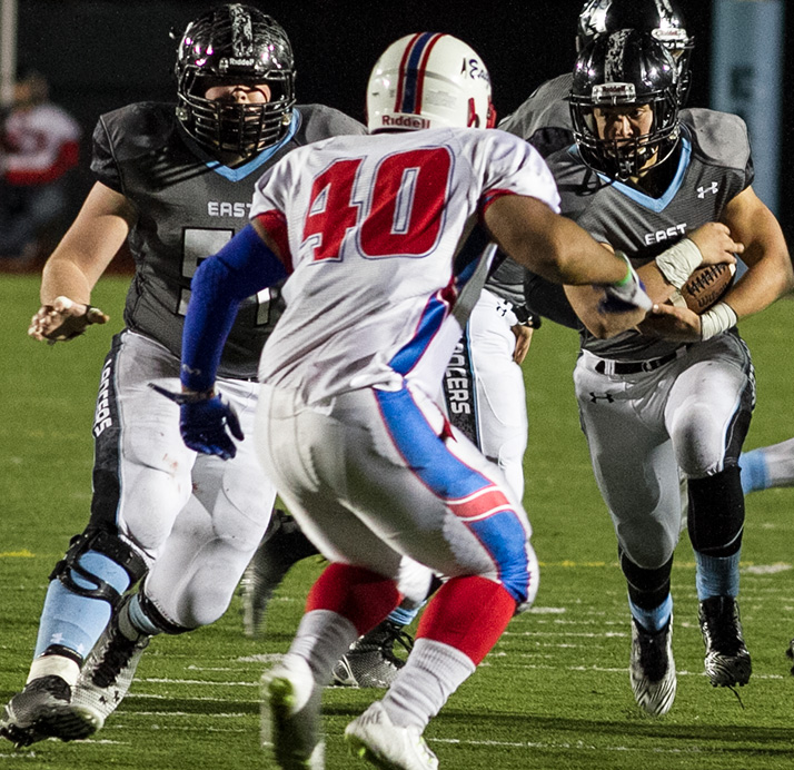 Running back Wyatt Edmisten led the Lancers in carries and scored a fourth quarter touchdown that put SM East ahead by seven.
