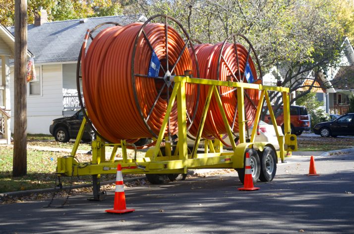 Google Fiber is currently working in Westwood to replace some conduit that was placed under private property in a few spots.