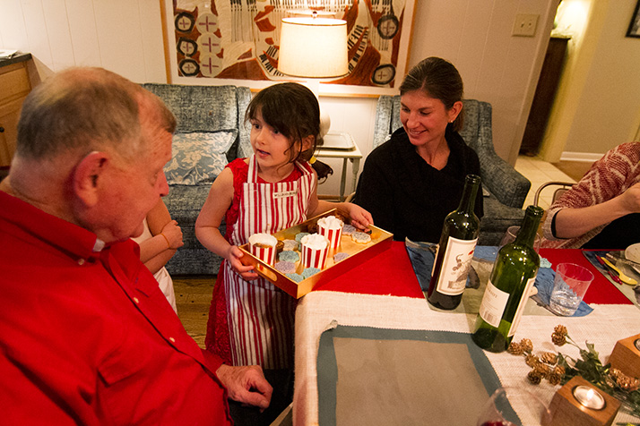 Kelly Porter's daughters served dessert at Thursday's seating of "The Christmas Restaurant."