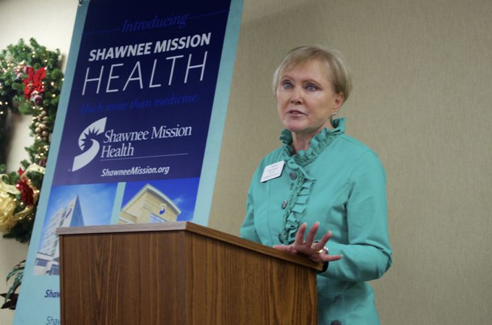 Kansas Sen. Kay Wolf speaking at the Northeast Johnson County legislative preview breakfast this morning sponsored by the NEJC Chamber of Commerce.