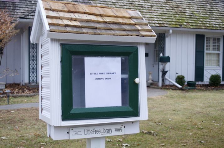 This Little Free Library is on Maple Drive in Mission and will be opening soon we presume.