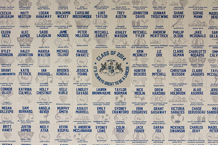 The class of 2015 tile wall will be installed next to the class of 2014 wall that's outside the SM East gym.