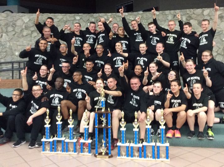 The SM North NJROTC drill team celebrated its regional victory in New Mexico.