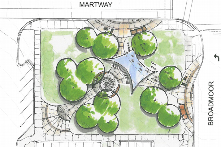 The preliminary design for the park at Broadmoor and Martway in Mission.