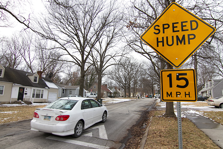 This speed table on 70th Terrace in Prairie Village was the result of a neighborhood process under the city's traffic calming program.
