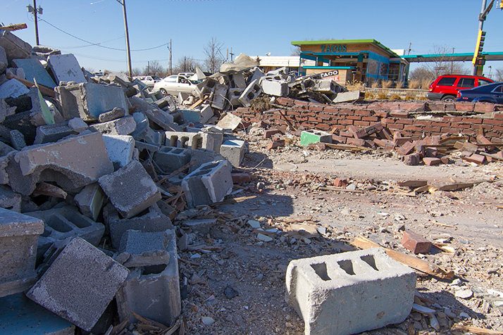 The Roeland Park building that sat across the street from Taco Republic is now a pile of rubble.