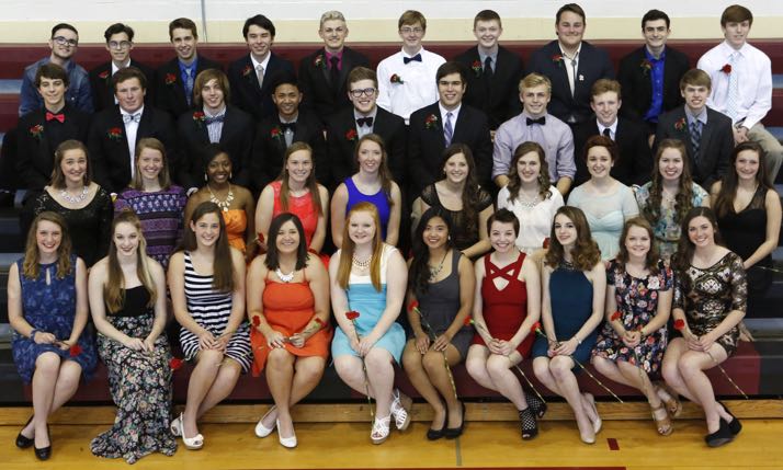 The nominees for Spring Queen and Spring King include (L-R) First Row: Erin Klehm, Jillian Jacobson, Amanda Enyart, Hailey Marshall, Mikayla Felix, Charish Pineda, Rachel Panjada, Kealie O’Brien, Aoife Mooney, Marlena Pierce. Second Row: Hannah Patterson, Ali Yancey, Chelsea Turner, Jenna Armstrong, Bridget Wray, Paige Holdren, Hannah Beyer, Sydney Jordan, Vanessa Arias-Polanco, Kennedy Carter. Third Row: Matt Mahr, David Westvold, Lucas Blando, Ryley Leseberg, Charlie Diebold, Corbin Tannahill, Jake Langley, Austin Hoelscher, Michael Schley. Fourth Row: Noah Hamone, Jaasiel Duarte, Ryan Leseberg, Micah Omura, Alex Vonderschmidt, Forest Kinsey, Cody Young, Norty Hickman, Fuad Turkmani, Tyler Henry.