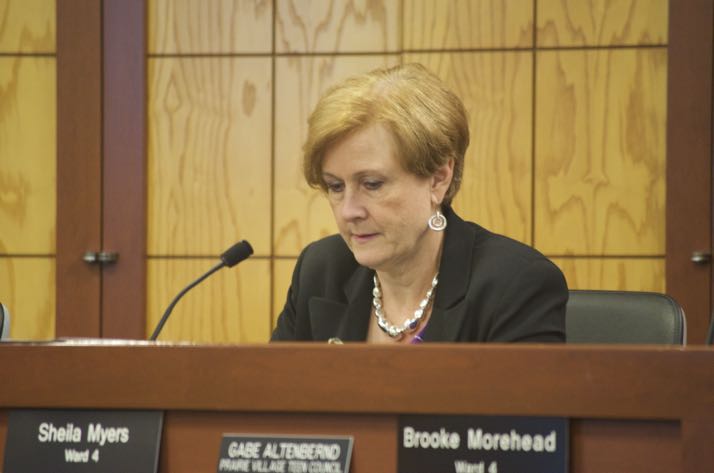 Sheila Myers took her seat on the Prairie Village City Council Monday.