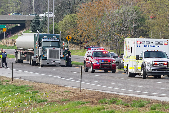 Police at the scene of Thursday morning's accident on Metcalf near SM North.