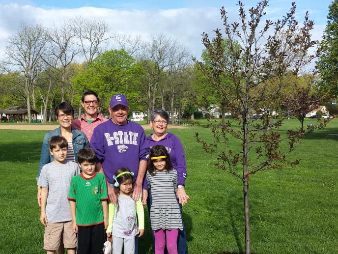 Jack Lewis and family at the 2015 Prairie Village Arbor Day event.