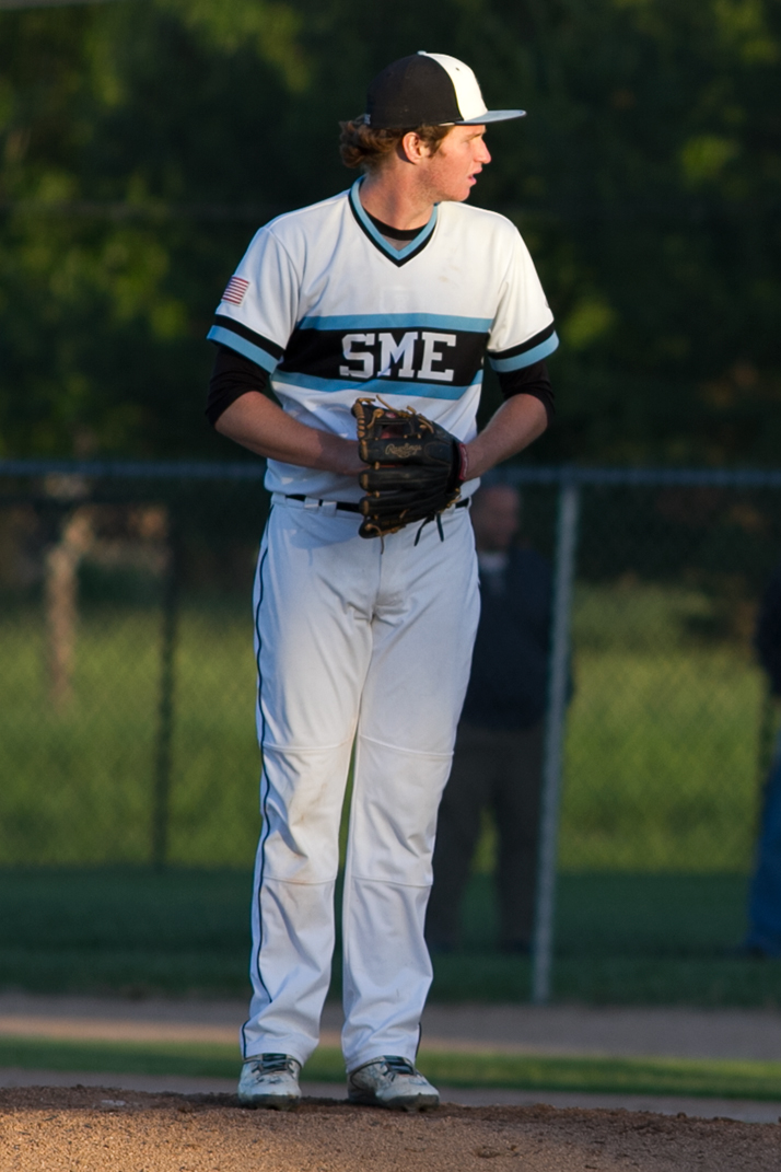 Pitcher Max Sanborn worked through six scoreless inning for the Lancers in the regionals final game against Blue Valley.