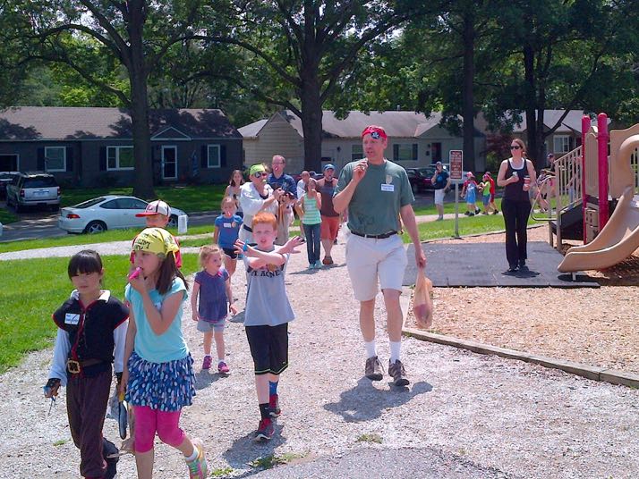 A kazoo parade around the park topped off events in Roeland Park Saturday. Mayor Joel Marquardt was part of the parade. Photo provided.