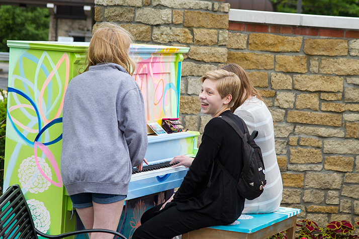 Three of the Kansas City Pianos on Parade were on hand for patrons to play.