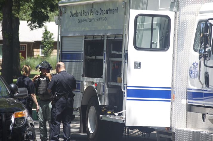 The Overland Park Bomb Squad unit was preparing to remove the potential explosive.