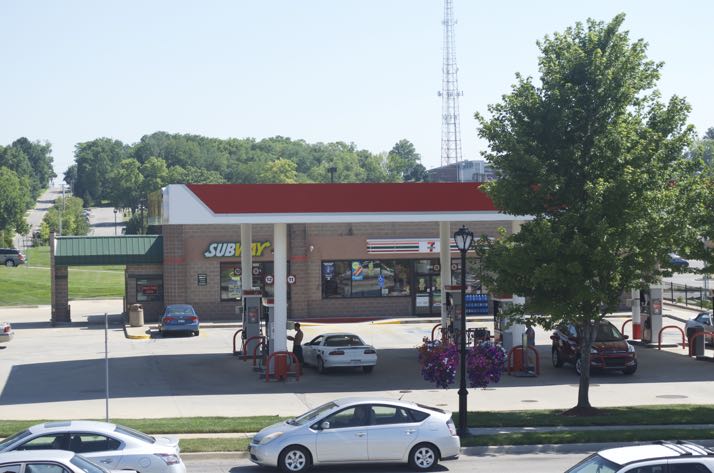 This corner at Johnson Drive and Slater Street will be the site of a new retail building. The existing building will be demolished.