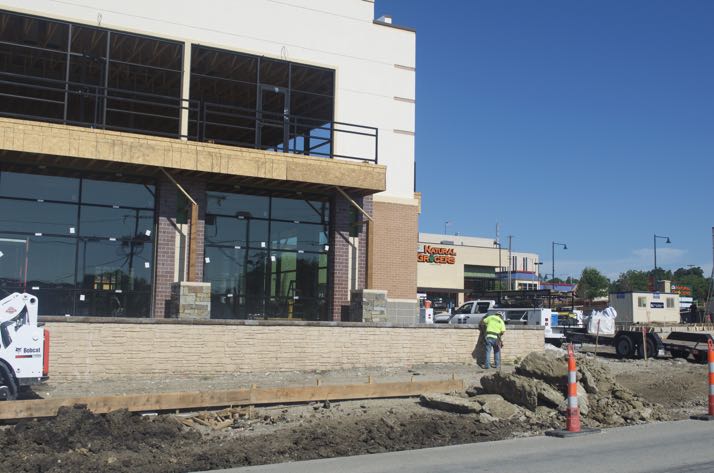 Along Johnson Drive in Mission, the two buildings that will house four new restaurants should be completed this fall.