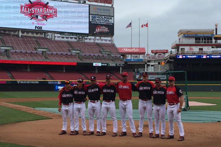 Joey Wentz, third from right, just missed the cut to compete in the Junior Home Run Derby final today.