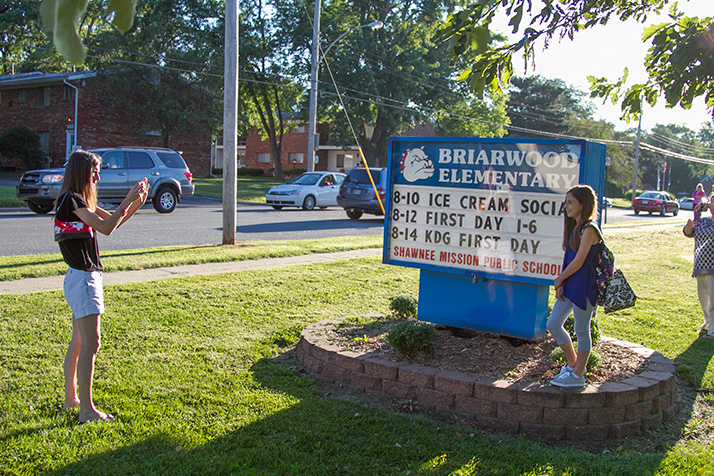 Parents snapped shots of their Briarwood students standing next to the school sign, recently installed outside the Broadmoor Technical Center on 83rd Street.