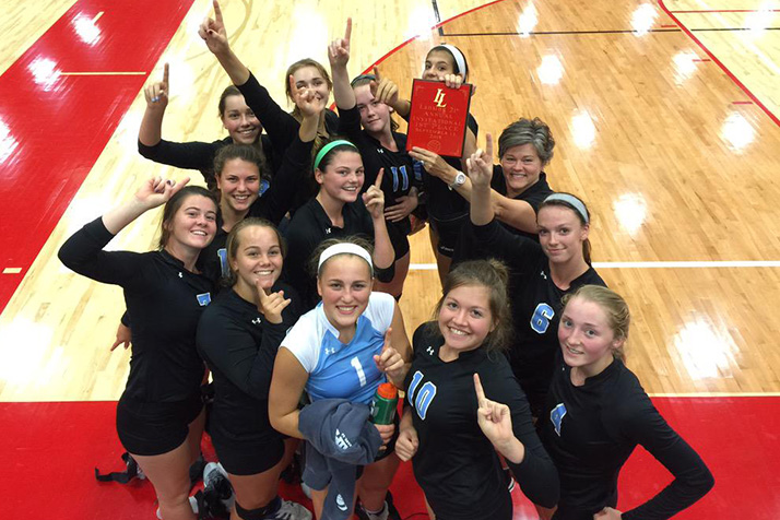 The SM East volleyball team celebrated after taking the Lansing Invitational Tournament, improving to 11-0 on the year. Photo via Doug Huffman on Twitter.