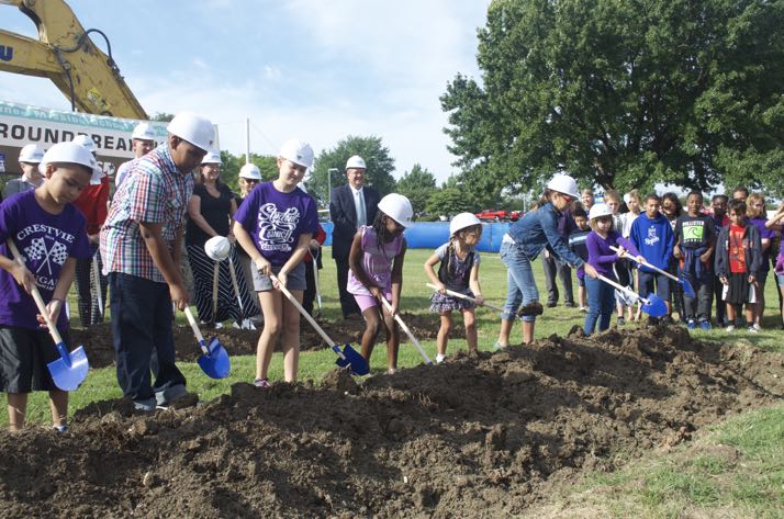 Crestview students got to take part in the shovel turning.