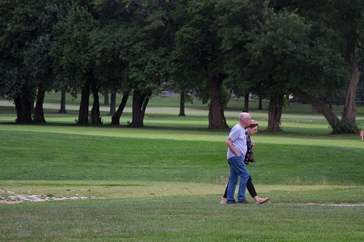 A couple explored the future park grounds on foot at an open house last month.