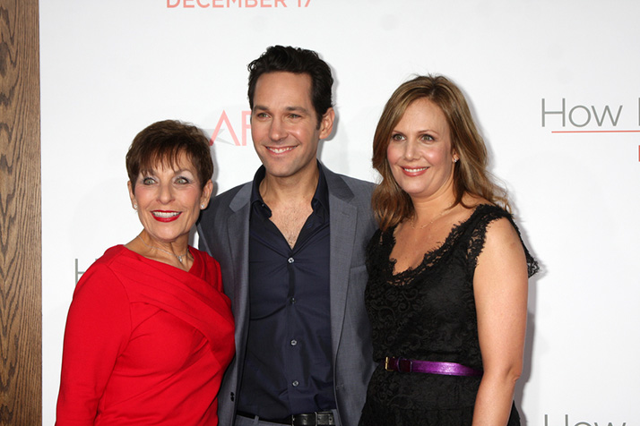 Paul Rudd with his mother, who introduced him at the CHAT series event Tuesday, and his wife.