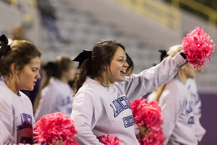 The Lancers fan section wasn't packed, but the cheerleaders kept the crowd lively.