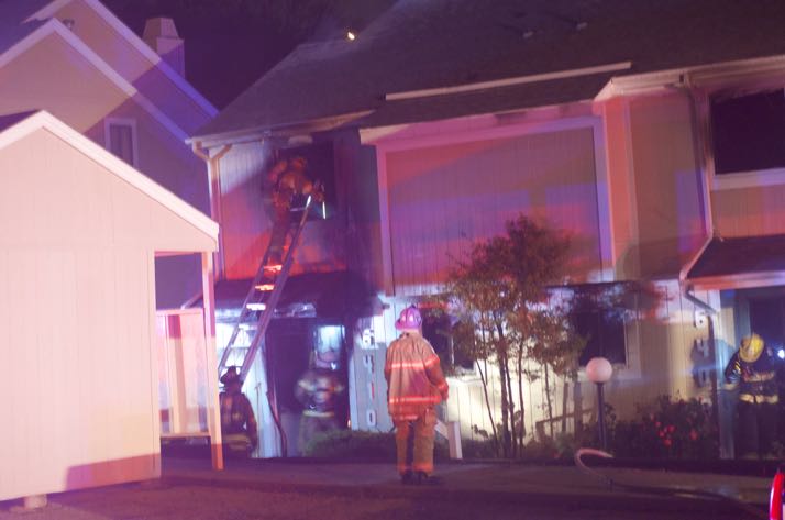 Firefighters had to contend with heavy winds to fight the fire during the night in Mission.