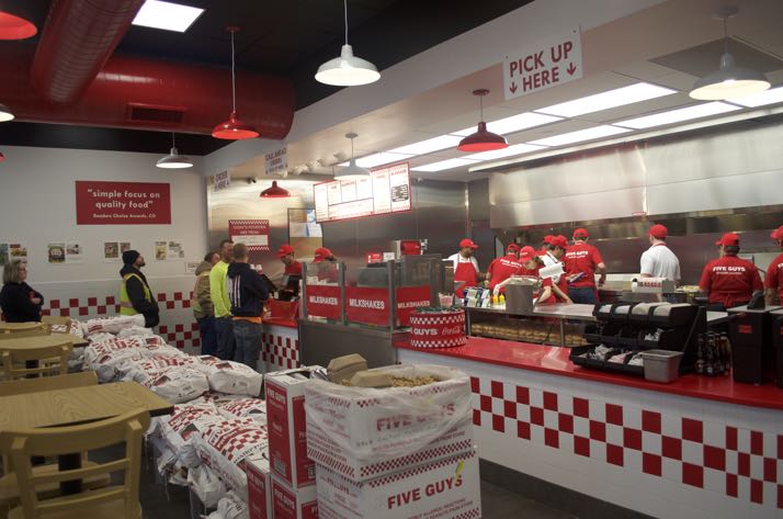 Five Guys Burgers and Fries was open for business Monday morning in Mission.