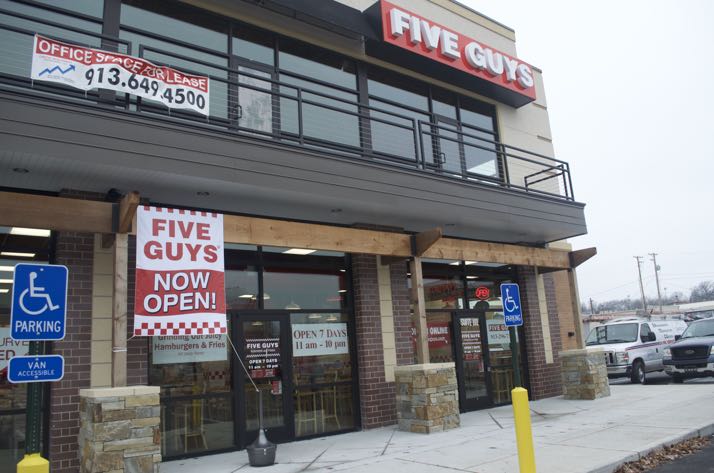 Five Guys is next to PepperJax Grill in the Cornerstone Commons.