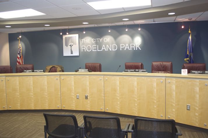 The Roeland Park council dias was empty most of Monday evening as the council spent its time in executive session