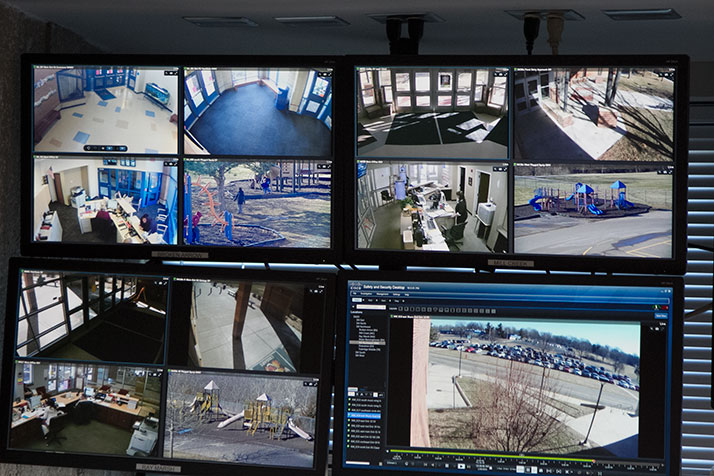 The video monitors at SM Northwest include video feeds from area elementary schools.