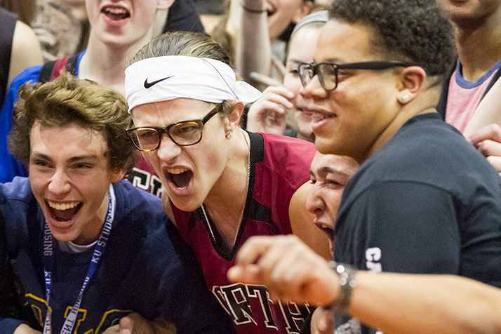SM North fans celebrated on the court with the team after the win.
