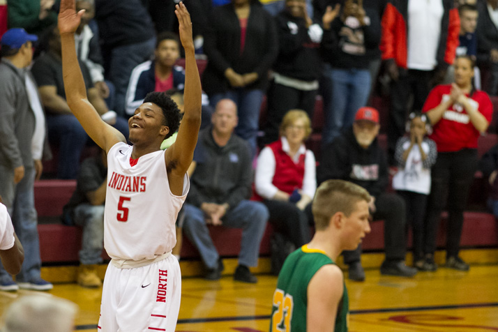 Senior Marcus Weathers fired up the crowd as time wound down Saturday.
