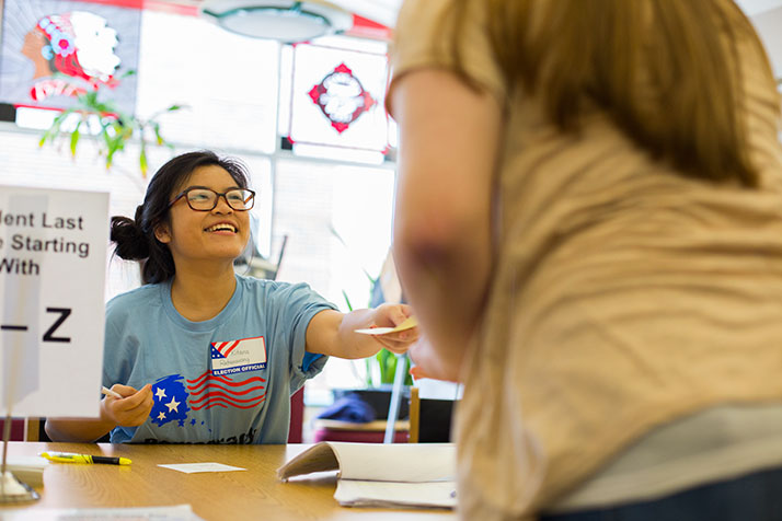 SM North students ran the council election as volunteers, learning about how to man the Johnson County polls in the process.