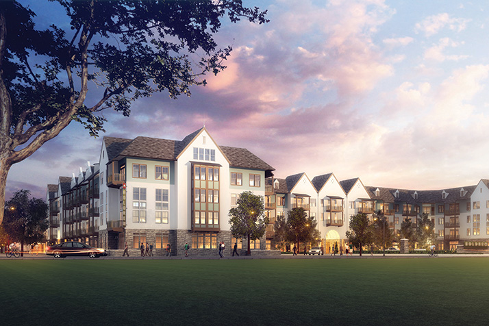 A rendering of the multi-family complex planned for the Meadowbrook site.