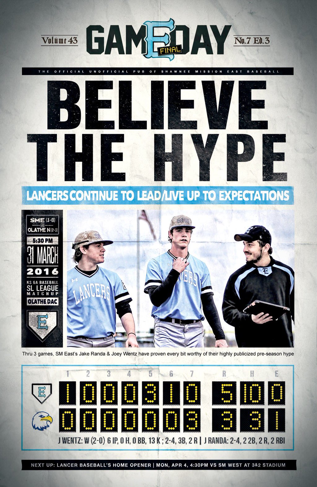 Don Austin has been mocking up front pages for the Lancers baseball team all year.